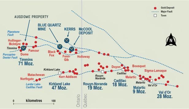 McLaren properties in the Timmins and Abitibi gold region